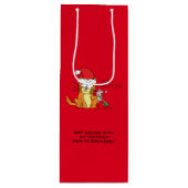 Cat Funny Christmas Cartoon Niedlich Mouse Geschenktüte Für Weinflaschen (Vorderseite)