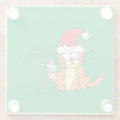 Cat Funny Christmas Cartoon Niedlich Mouse Glasuntersetzer (Rückseite)