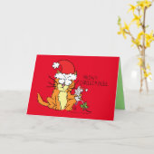 Cat Funny Christmas Cartoon Niedlich Mouse Karte (Gelbe Blume)