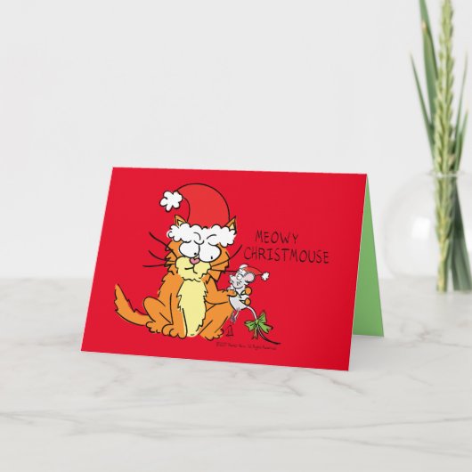 Cat Funny Christmas Cartoon Niedlich Mouse Karte (Vorderseite)