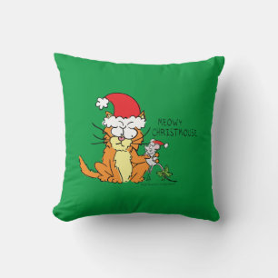 Cat Funny Christmas Cartoon Niedlich Mouse Kissen