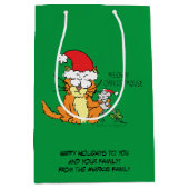 Cat Funny Christmas Cartoon Niedlich Mouse Mittlere Geschenktüte (Vorderseite)