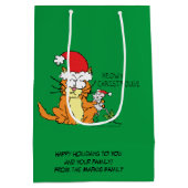 Cat Funny Christmas Cartoon Niedlich Mouse Mittlere Geschenktüte (Rückseite)