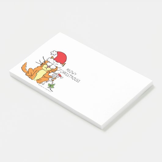 Cat Funny Christmas Cartoon Niedlich Mouse Post-it Klebezettel (angewinkelt)