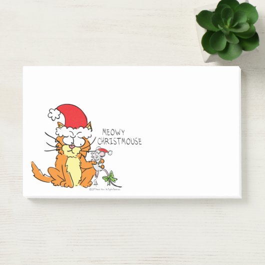 Cat Funny Christmas Cartoon Niedlich Mouse Post-it Klebezettel (Büro)