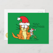Cat Funny Christmas Cartoon Niedlich Mouse Postkarte (Vorne/Hinten)