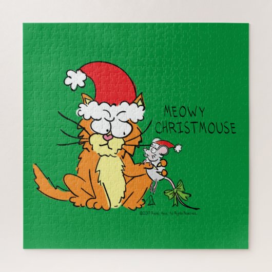 Cat Funny Christmas Cartoon Niedlich Mouse Puzzle (Vertikal)