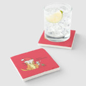 Cat Funny Christmas Cartoon Niedlich Mouse Steinuntersetzer (Seitenansicht)