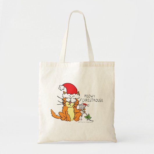 Cat Funny Christmas Cartoon Niedlich Mouse Tragetasche (Vorne)