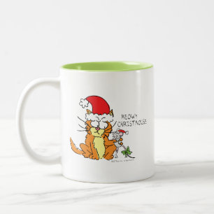 Cat Funny Christmas Cartoon Niedlich Mouse Zweifarbige Tasse