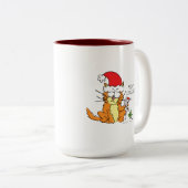 Cat Funny Christmas Cartoon Niedlich Mouse Zweifarbige Tasse (VorderseiteRechts)