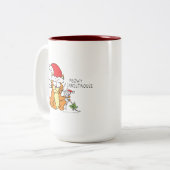 Cat Funny Christmas Cartoon Niedlich Mouse Zweifarbige Tasse (Vorderseite Links)