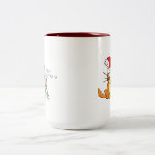 Cat Funny Christmas Cartoon Niedlich Mouse Zweifarbige Tasse (Mittel)
