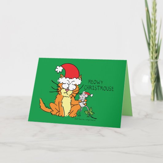 Cat Funny Christmas Niedlich Mouse Karte (Vorderseite)