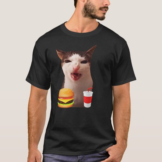 Cat Funny Crunching Food T-Shirt (Vorderseite)