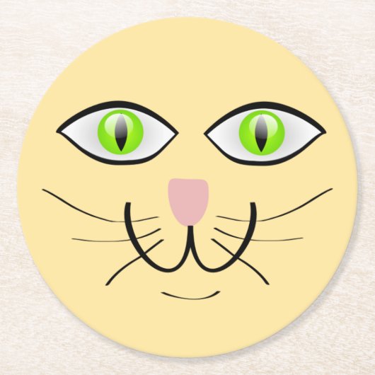 Cat Funny Face Cartoon-29034 Runder Pappuntersetzer (Vorderseite)