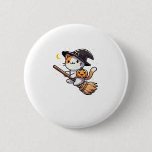 Cat Funny Hexenmeister Halloween Kostümknaben Stic Button