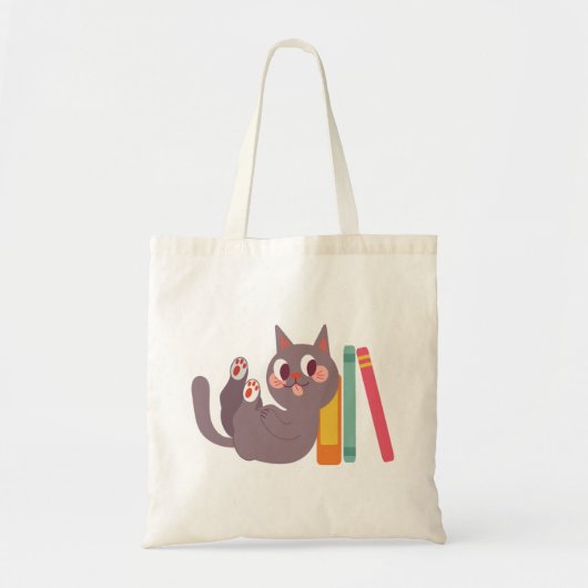 Cat Funny mit Book Design-Tragetaschen Tragetasche (Vorne)