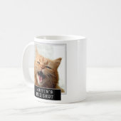 Cat Funny Novelty Mugshot Personalisiert Foto Text Kaffeetasse (Vorderseite Links)