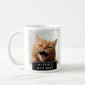 Cat Funny Novelty Mugshot Personalisiert Foto Text Kaffeetasse (Links)