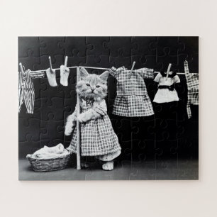 Cat Funny Wäsche Day Puzzle