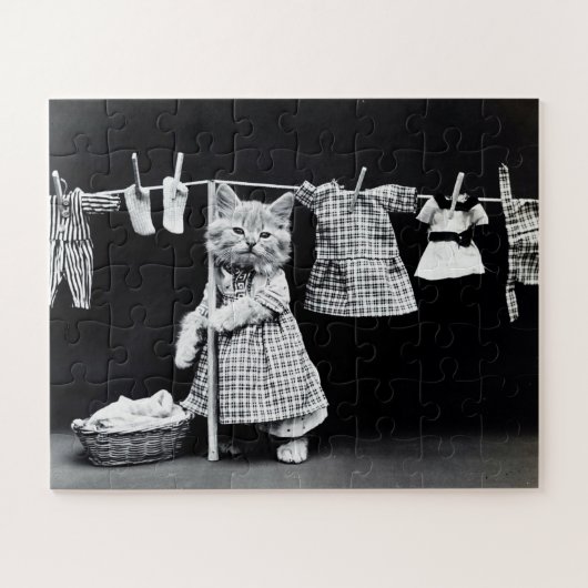 Cat Funny Wäsche Day Puzzle (Horizontal)