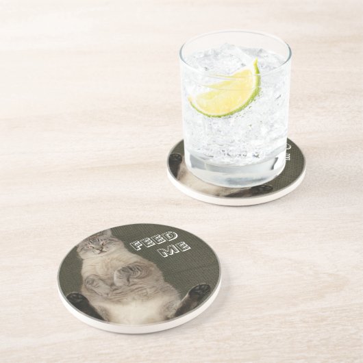 Cat "FÜTTRE ME" Untersetzer (Seite)