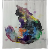 Cat Galaxy Watercolor | Cat Galaxy Lover Gift Duschvorhang (Vorderseite)