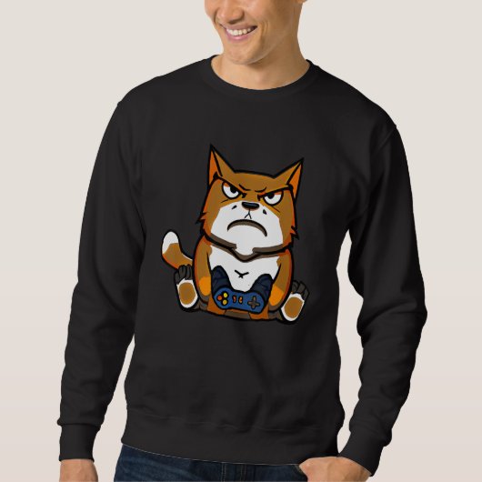 Cat Gamer Cat Video Games Motif Controller Sweatshirt (Vorderseite)