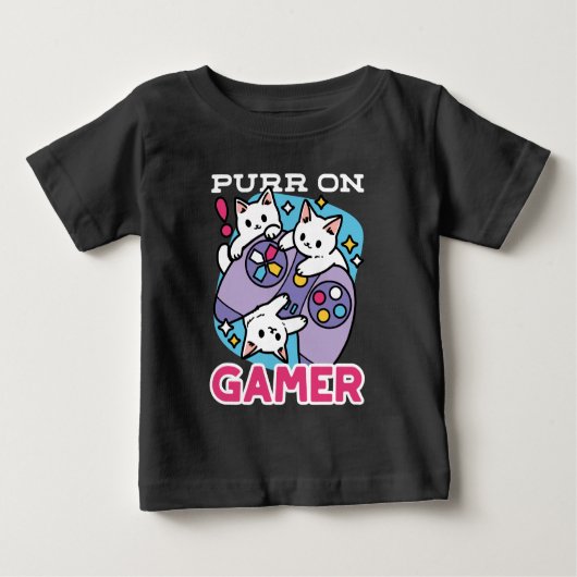 Cat Gamer Design - Purer On Gamer Joystick Art Baby T-shirt (Vorderseite)