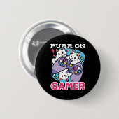 Cat Gamer Design - Purer On Gamer Joystick Art Button (Vorne & Hinten)