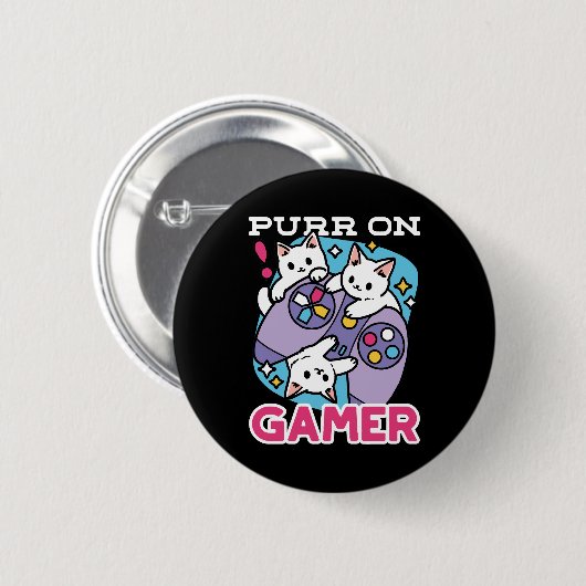 Cat Gamer Design - Purer On Gamer Joystick Art Button (Vorne & Hinten)