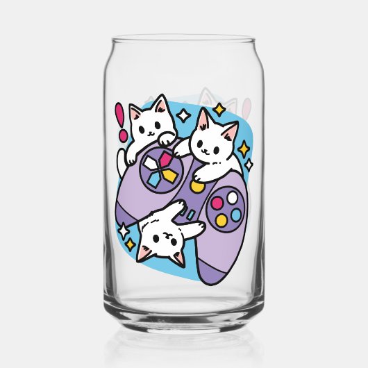 Cat Gamer Design - Purer On Gamer Joystick Art Dosenglas (Rückseite)