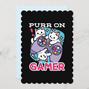 Cat Gamer Design - Purer On Gamer Joystick Art Feiertagskarte
