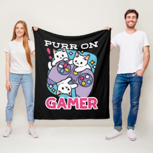 Cat Gamer Design - Purer On Gamer Joystick Art Fleecedecke