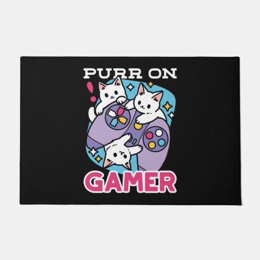 Cat Gamer Design - Purer On Gamer Joystick Art Fußmatte (Vorderseite)