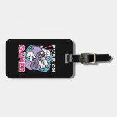Cat Gamer Design - Purer On Gamer Joystick Art Gepäckanhänger (Vorderseite horizontal)