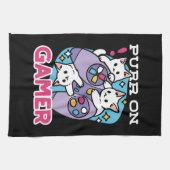 Cat Gamer Design - Purer On Gamer Joystick Art Geschirrtuch (Horizontal)