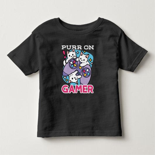 Cat Gamer Design - Purer On Gamer Joystick Art Kleinkind T-shirt (Vorderseite)