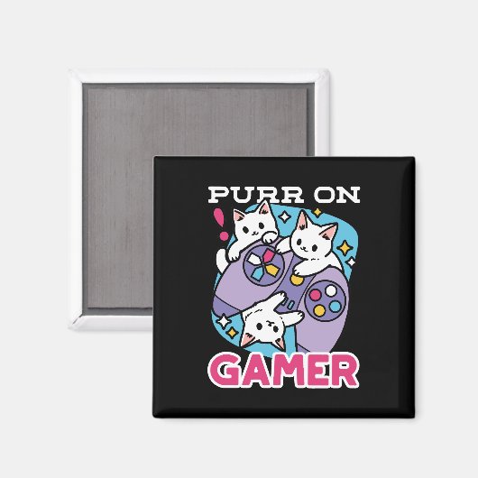 Cat Gamer Design - Purer On Gamer Joystick Art Magnet (Vorderseite/Rückseite)