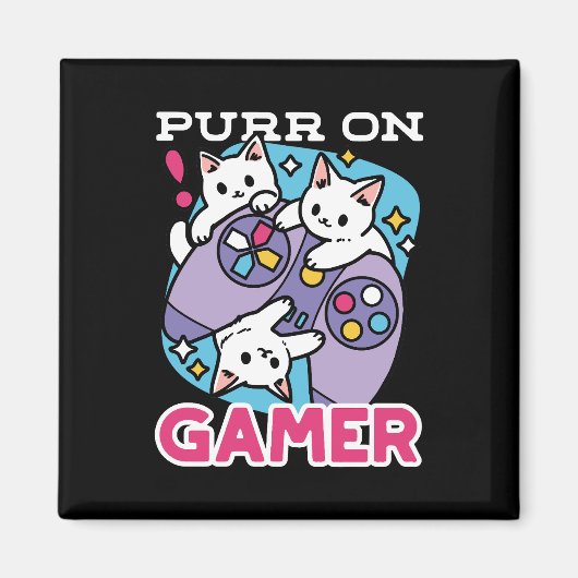 Cat Gamer Design - Purer On Gamer Joystick Art Magnet (Vorne)