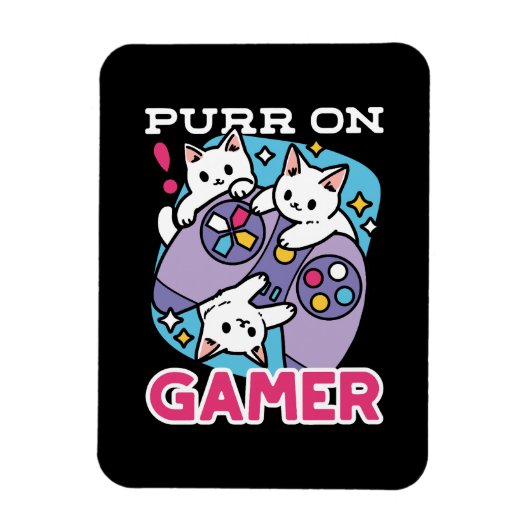 Cat Gamer Design - Purer On Gamer Joystick Art Magnet (Vertikal)
