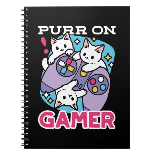 Cat Gamer Design - Purer On Gamer Joystick Art Notizblock (Vorderseite)