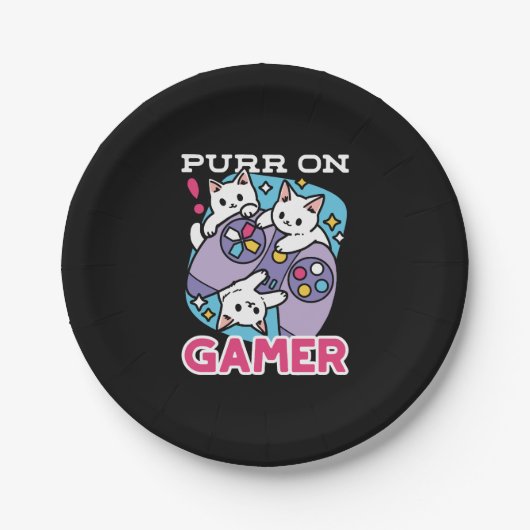 Cat Gamer Design - Purer On Gamer Joystick Art Pappteller (Vorderseite)