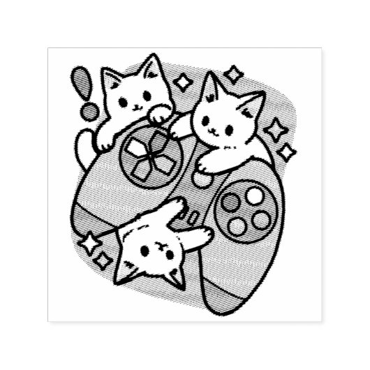 Cat Gamer Design - Purer On Gamer Joystick Art Permastempel (Design)