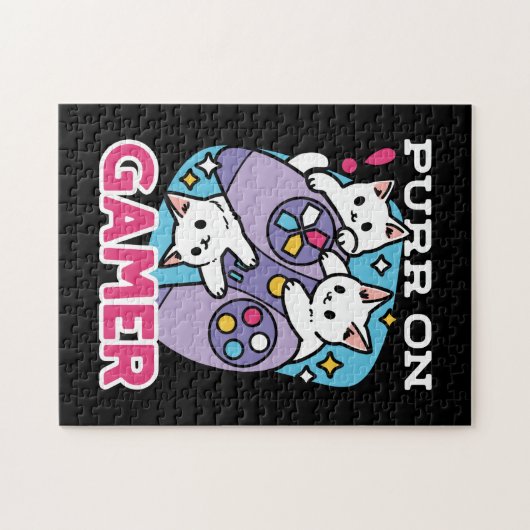 Cat Gamer Design - Purer On Gamer Joystick Art Puzzle (Horizontal)