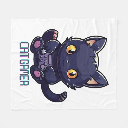 Cat Gamer Fleecedecke (Vorderseite (Horizontal))