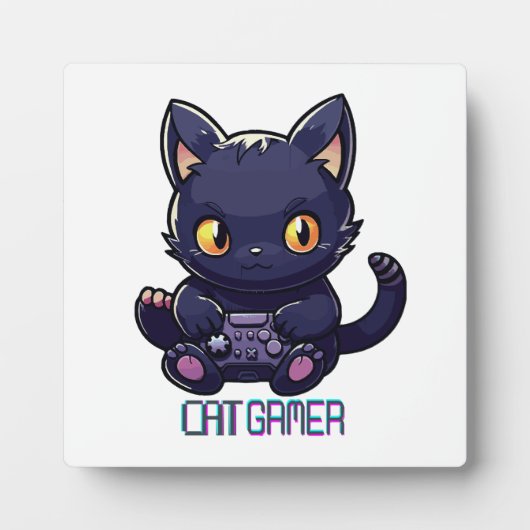 Cat Gamer Fotoplatte (Vorderseite)