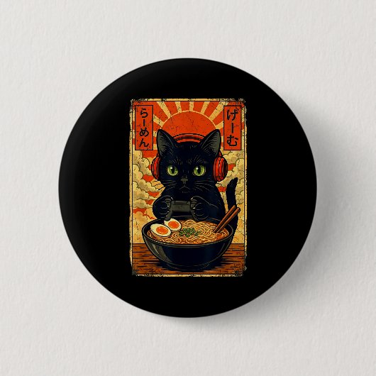 Cat Gamer Men Anime Kawaii Funny Gaming Headset Ca Button (Vorderseite)