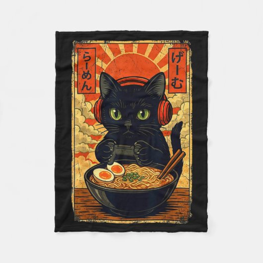 Cat Gamer Men Anime Kawaii Funny Gaming Headset Ca Fleecedecke (Vorderseite)